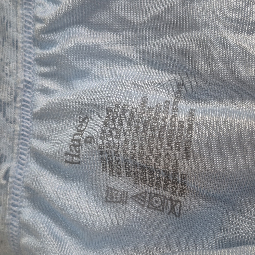 Vintage Hanes 15763 Satin Nylon Lace Granny Panties Hi Cut Briefs Blue sz 9 - Picture 3 of 7